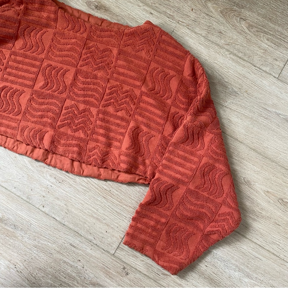 Lucy Folk Spritz Cropped Cotton-Terry Sweater - Picture 5 of 8